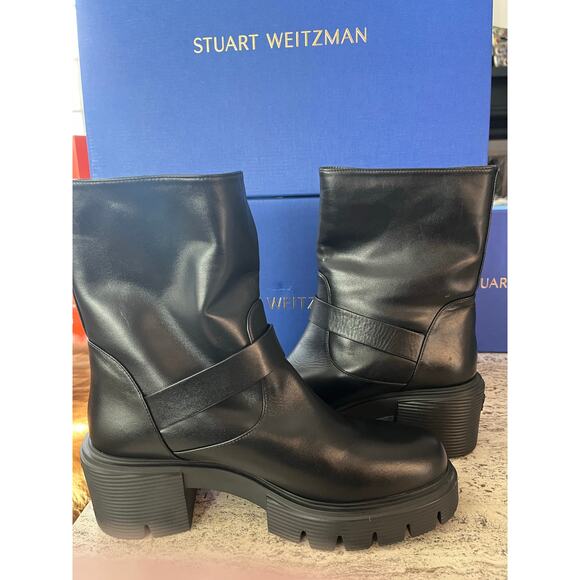 NEW Stuart Weitzman Soho Moto Booties Size 9B Women's Black (Retail $695) - Picture 8 of 9